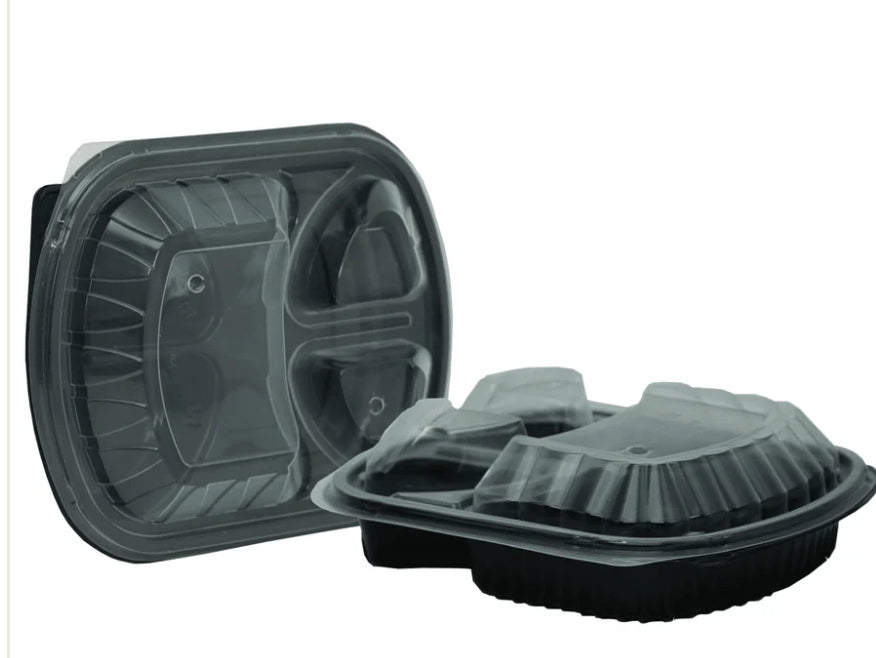 Takeaway Black Base Microwavable Portion Containers with Lids 1000ml Test